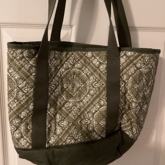 Lands End cotton zip top tote bag - Picture 2 of 3